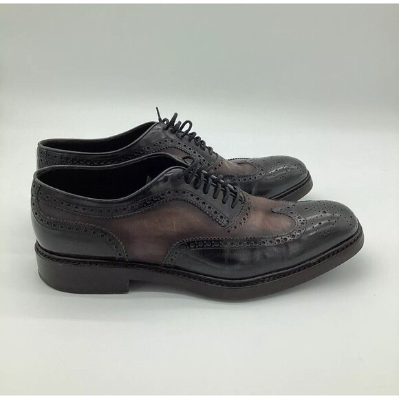 MAX VERRE Neopolis Dress Shoes Burnished Leather Brogue Wingtip Derby 10.5 Italy main image 6